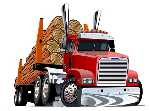 Cartoon logging truck