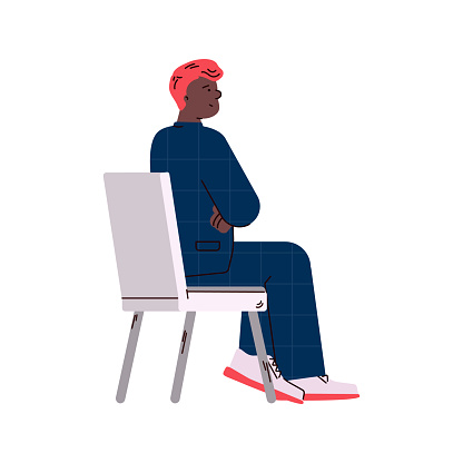 Cartoon Man Sitting On Chair From Back Side View Isolated Person Stock Illustration Download Image Now Istock