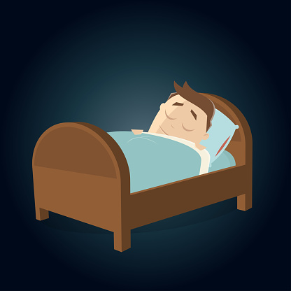 Cizgi Film Adam Yatak Clipart Uyku Stok Vektor Sanati Adamlar Nin Daha Fazla Gorseli Istock