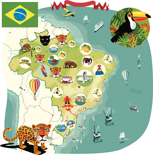 ilustrações, clipart, desenhos animados e ícones de desenho mapa do brasil - porto alegre
