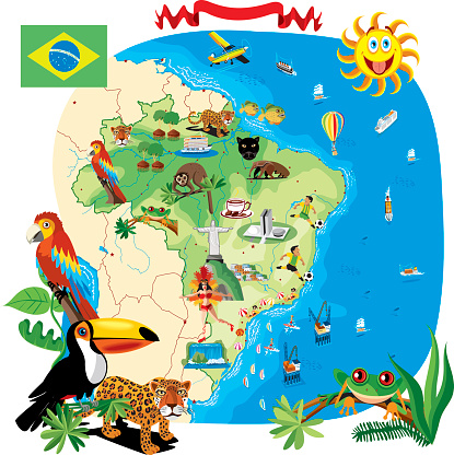 Cartoon map of Brazil