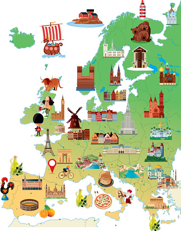 Cartoon map of Europe