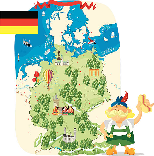 말풍선이 있는 맵 독일 - 함부르크 독일 stock illustrations