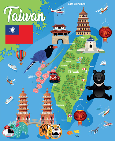 台湾の漫画地図 台湾のベクターアート素材や画像を多数ご用意 台湾 地図 旅行 Istock