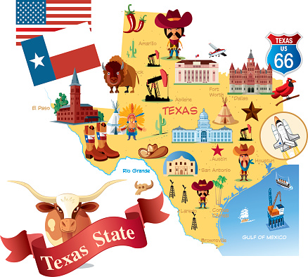 Cartoon map of Texas