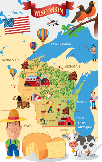 Cartoon Map of Wisconsin