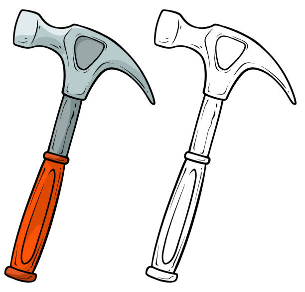 ilustrações de stock, clip art, desenhos animados e ícones de cartoon metal nail puller vector icon for coloring - plastic hammers