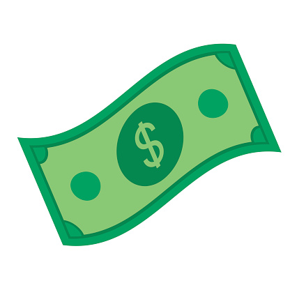 Dollar Bills In Simple Flat Style On A Transparent Background