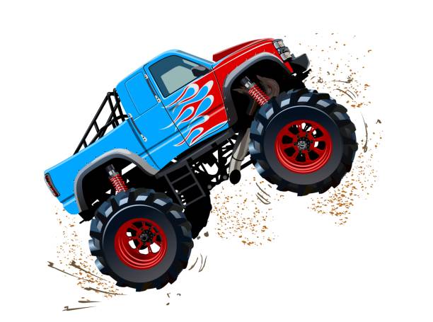 Cartoon Monster Truck isolated on white background Cartoon Monster Truck. Available EPS-10 separated by groups and layers with transparency effects for one-click repaint hot wheels flames stock illustrations