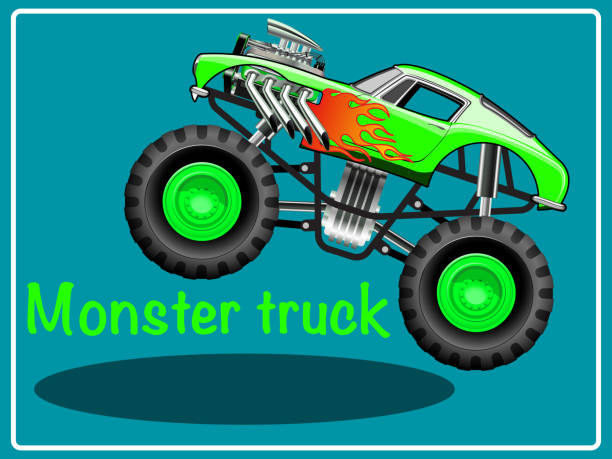 Cartoon Monster Truck Cartoon Monster Truck. Vector Illustration clip art hot wheels flames stock illustrations