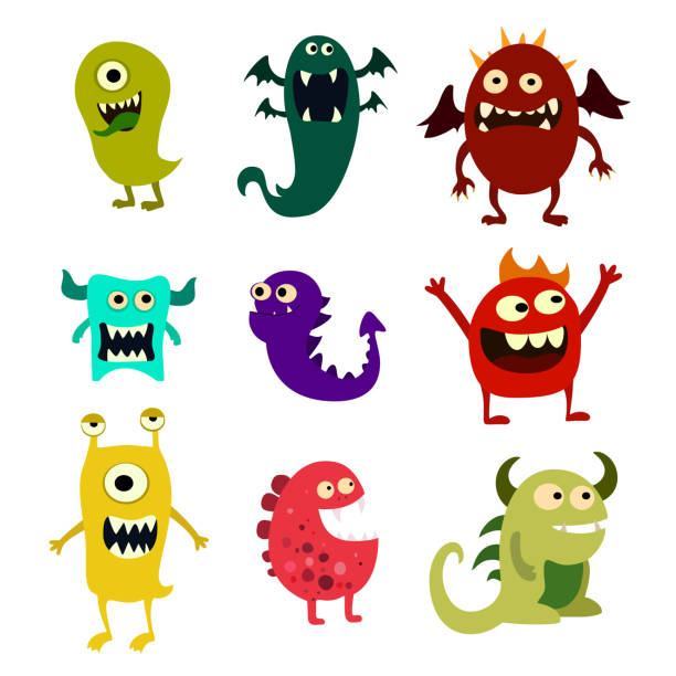 Cartoon monsters set. Colorful toy cute monster. Vector Cartoon monsters set. Colorful toy cute monster. Vector EPS 10 monster fictional character stock illustrations
