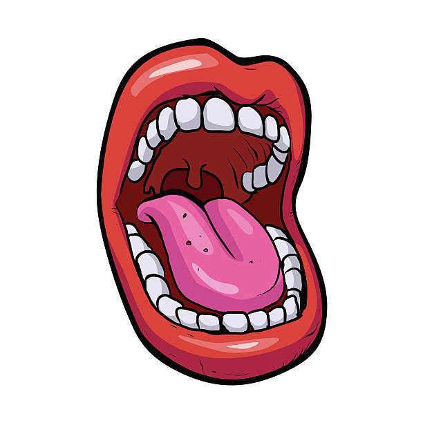 ilustraciones, imágenes clip art, dibujos animados e iconos de stock de historieta la boca, ilustración de la boca. - boca abierta