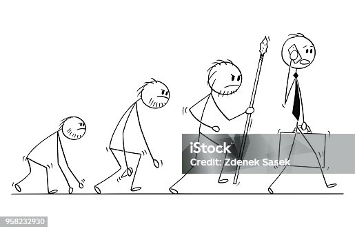 istock Cartoon of Human Businessman Evolution Process Progress 958232930