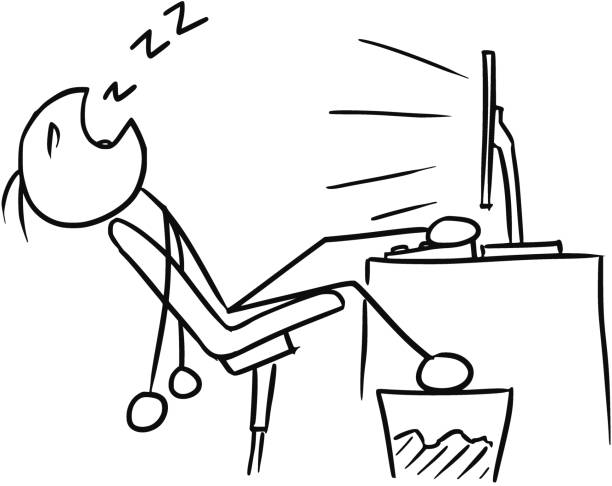 мультфильм о человеке, спящем на фронте экрана компьютера - asleep user sto...