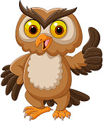 Vector illustration of Cartoon owl giving thumbs up