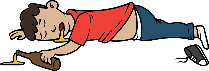 Cartoon Passed Out Drunk Man Vector Illustration