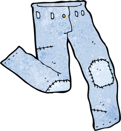 Cartoon Patched Old Jeans Stock Illustration - Download Image Now - iStock