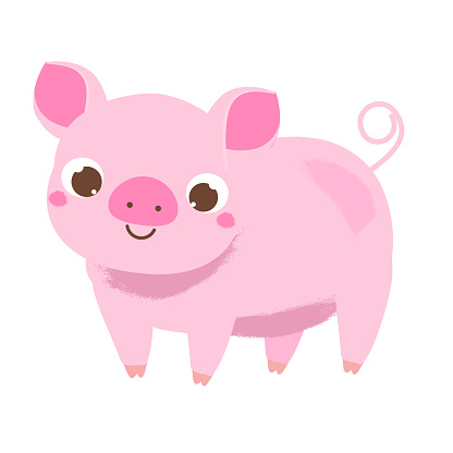 Cartoon pig. Cute farm animal character. vector clip art