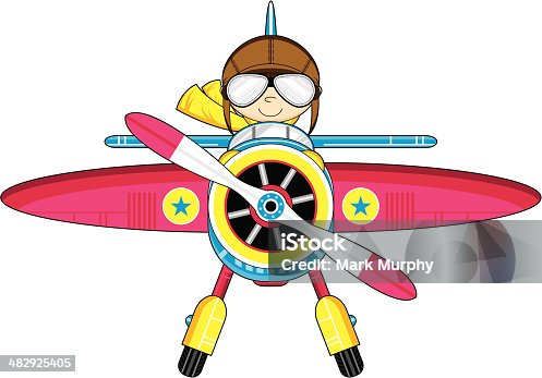 istock Cartoon Pilot in Plane 482925405