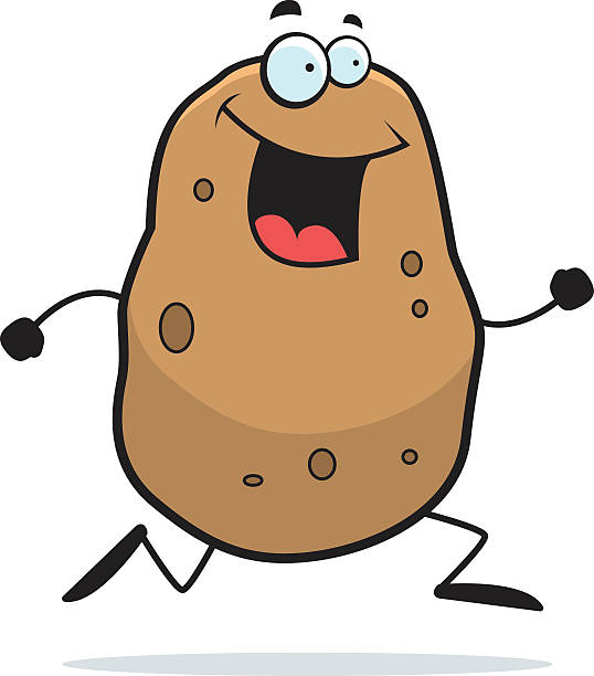 Cartoon Potato Running A cartoon illustration of a potato running and smiling. potato clipart stock illustrations