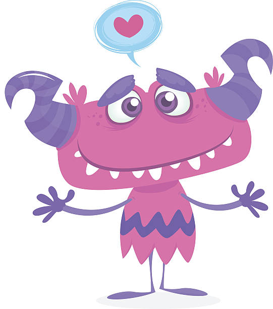Cartoon purple cool monster in love. St Valentines vector illustration Cartoon purple cute and cool monster in love. St Valentines vector illustration of loving and hugging monster spiderman valentines stock illustrations