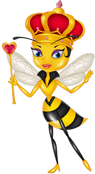 Cartoon queen bee isolated on white background