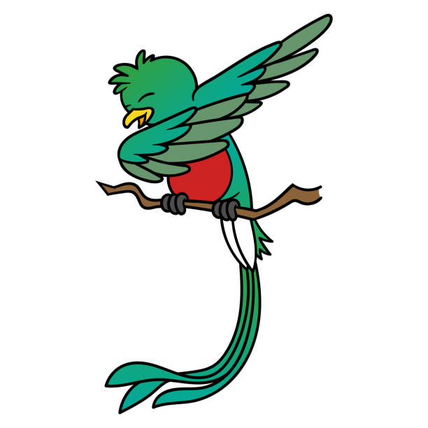 Cartoon Quetzal Bird Dabbing Cartoon Quetzal Bird Dabbing quetzal stock illustrations