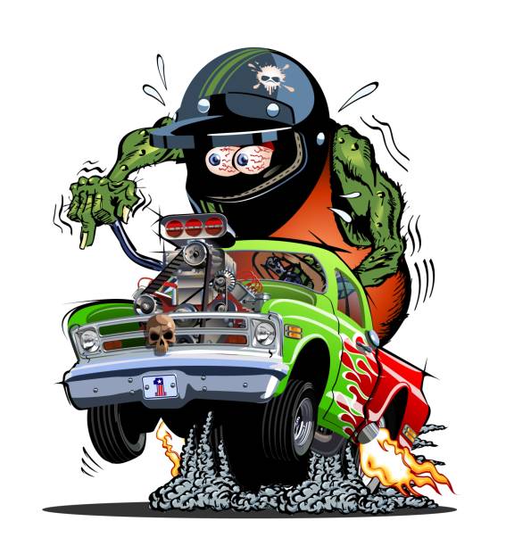 Cartoon retro rat rod Cartoon retro rat rod. Available EPS-10 vector format separated by groups and layers for easy edit hot wheels flames stock illustrations