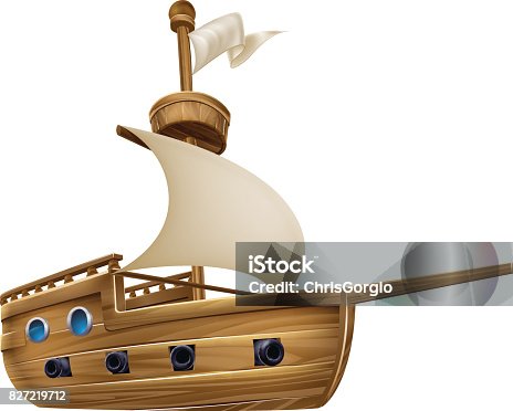 istock Cartoon Sailing Ship 827219712