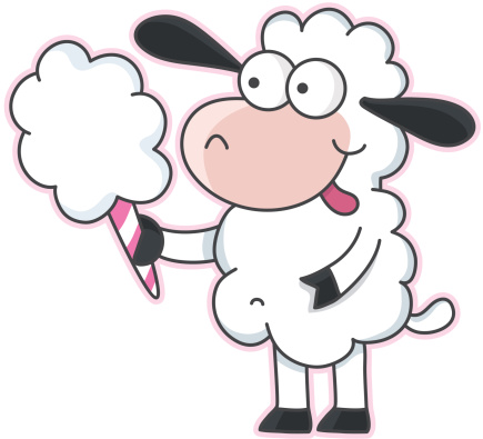 cartoon sheep with cotton candy