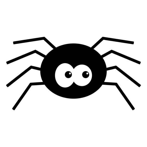 Cartoon Spider Black spider with large eyes isolated on white background cute spider stock illustrations