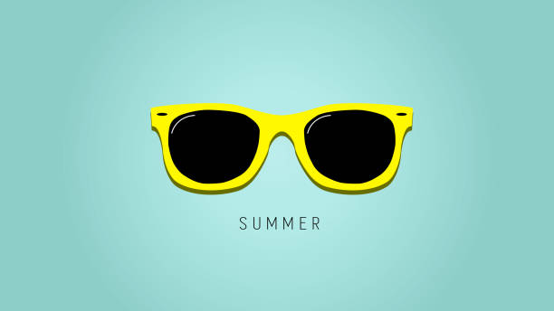 Cartoon Style Sunglasses on Colorfull Background, Vector Illustration. vector art illustration