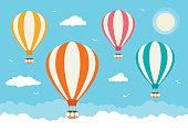 istock Cartoon Vector Hot Air Balloons 973309976