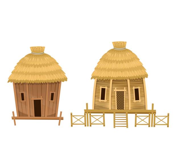 Cartoon vector huts. Cartoon vector huts. desert area clipart stock illustrations