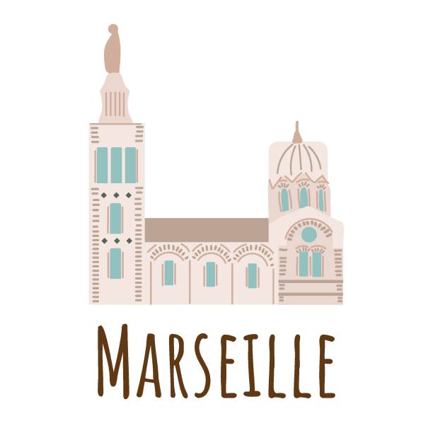 illustrations, cliparts, dessins animés et icônes de l’illstration de vecteur de dessin animé de la cathédrale de sainte-marie-majeure à marseille isolée sur fond blanc - marseille