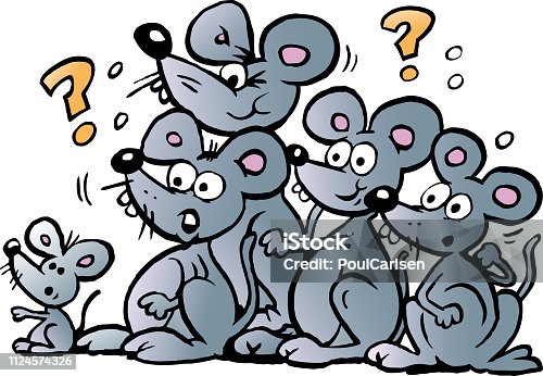 ✓ Imagen de Dibujos animados de ilustración vectorial de un montón de  ratones preguntando Fotografía de Stock