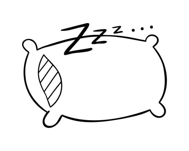 Cartoon vector illustration of pillow, sleep and zzz Cartoon vector illustration of pillow, sleep and zzz. Black outlined and white colored. sleeping drawings stock illustrations