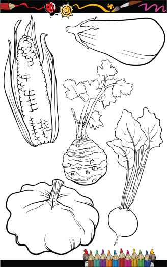 Cartoon Vegetables Set For Coloring Book Stock Illustration - Download