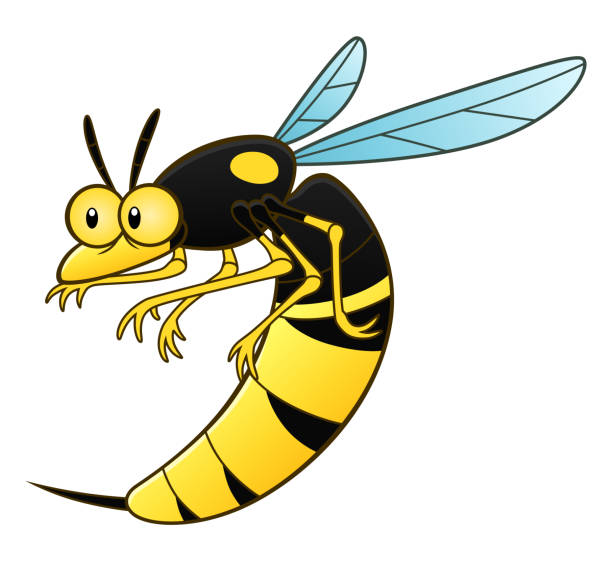 stockillustraties, clipart, cartoons en iconen met cartoon wasp pest - wespen