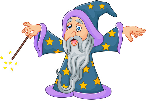 Cartoon Wizard Is Waving His Magic Wand Isolated Stock Illustration - Download Image Now - iStock