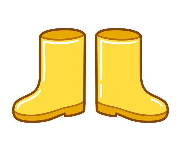 Cartoon yellow rain boots vector art illustration
