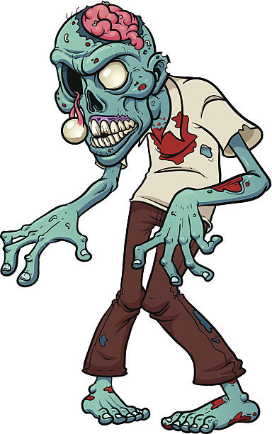 Cartoon zombie Cartoon zombie. Vector illustration with simple gradients. All in a single layer. cartoon illustrations stock illustrations