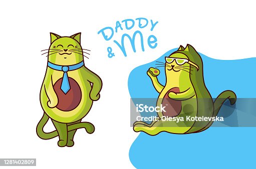 istock Cartoonish avocado cats love healthy lifestyle 1281402809