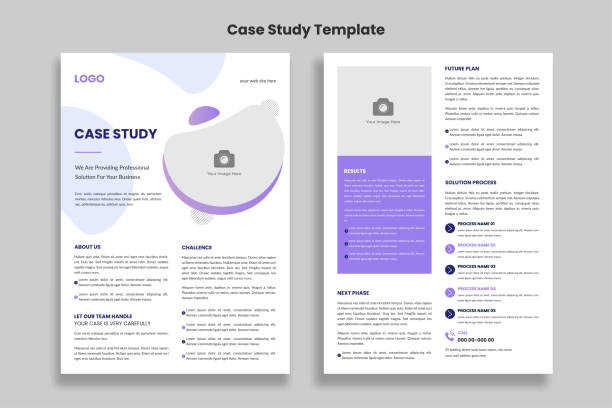 stockillustraties, clipart, cartoons en iconen met case study flyer template with minimal design, double side flyer, brochure cover, poster template design - redactioneel