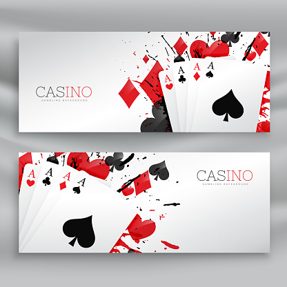 casino playing cards banners set background