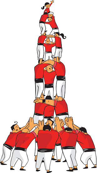 Castellers, human pyramid, teamwork