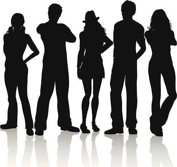 Casual people Silhouettes of casual people. teenagers stock illustrations