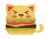 Design with a vector character burger cat theme that you don't have yet, let's hurry up and have it now.