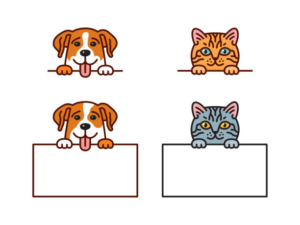 illustrations, cliparts, dessins animés et icônes de chat et chien - chaton