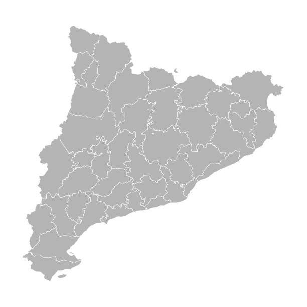 Catalonia detailed map. Gray background. Catalonia detailed map. Gray background. Business concepts, chart and backgrounds. catalonia stock illustrations